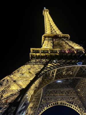 Eiffel Tower in evening gold