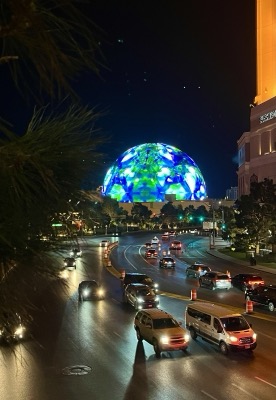 The Vegas Sphere’s neon moon