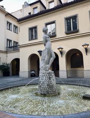 Sunlight in a European courtyard