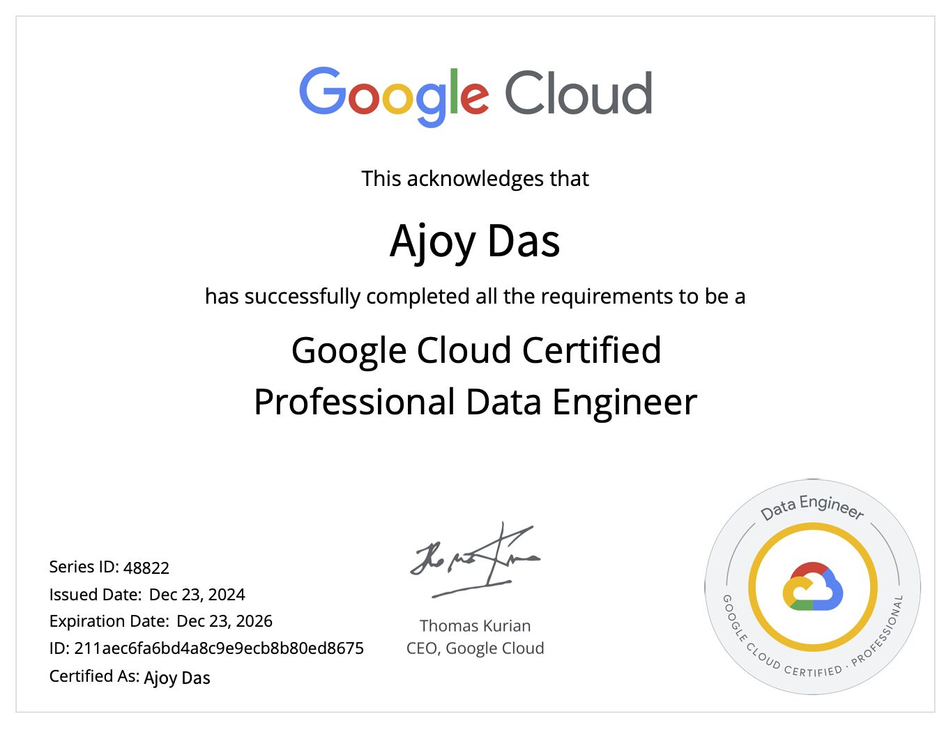 Professional Data Engineer Cert